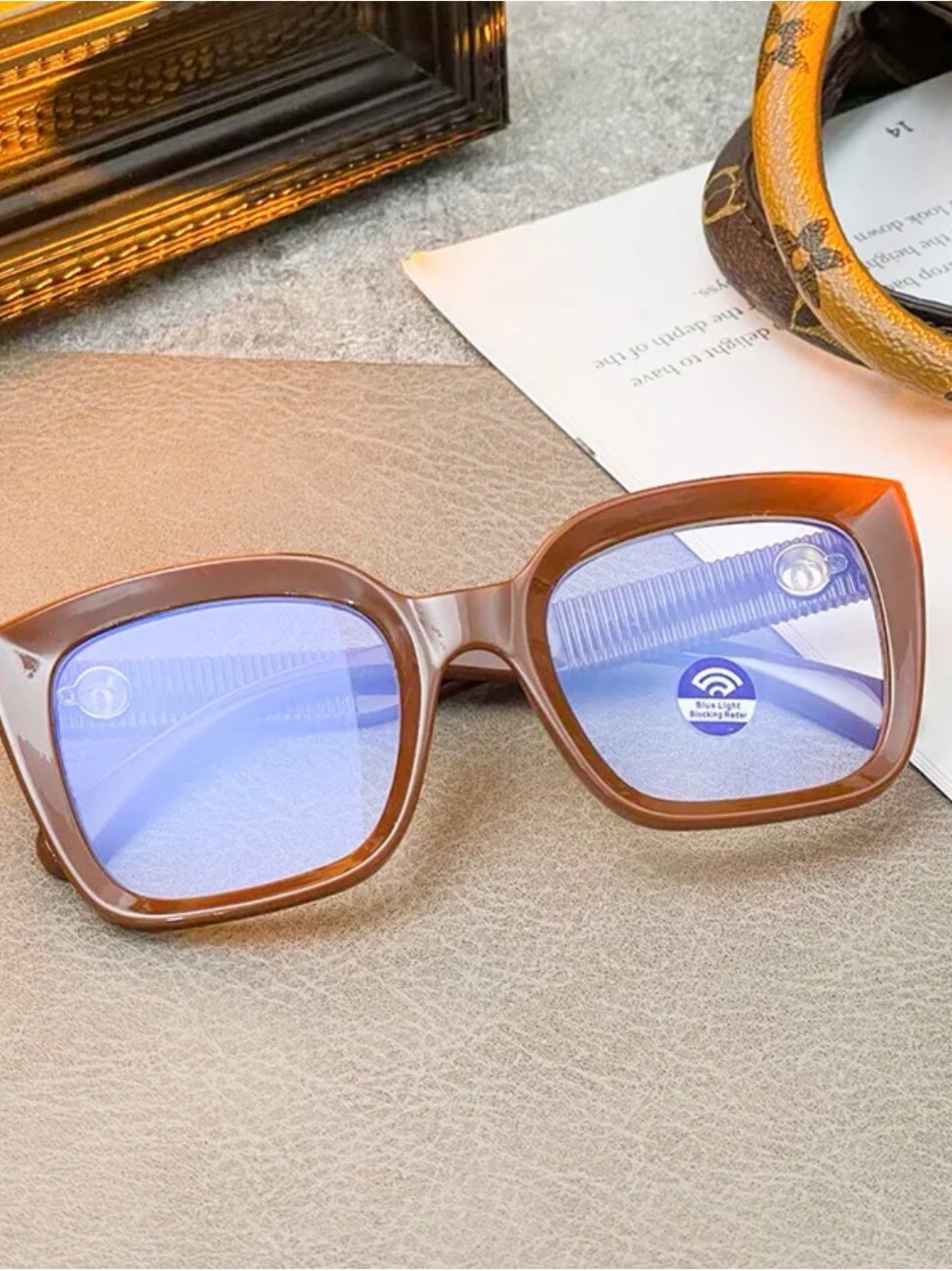 & Other Stories Brown Square Blue-Light Glasses for Women